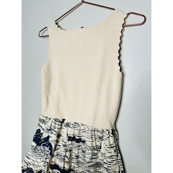 JASON WU White Blue Floral Print Sleeveless Lace Insert Criss Cross Back Dress12 - Picture 14 of 16
